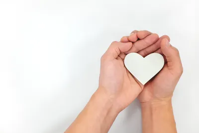 A person holding a heart shaped object in their hands.